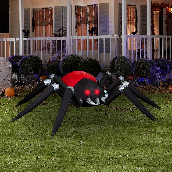 Aranha Inflável Gigante Halloween 2,40 Metros de Largura com LED – Bivolt