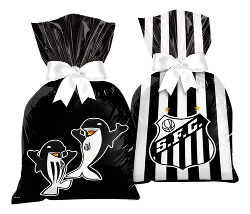 Sacola Plástica Festa Santos Futebol Clube 27x14cm - 8 Unidades