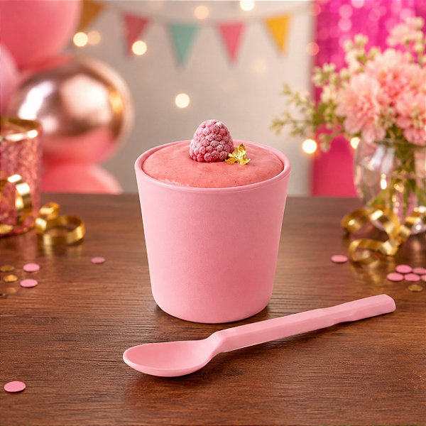 Kit Gourmet com Copo e Colher Piccolo 25ml Rosa – 10 Unidades