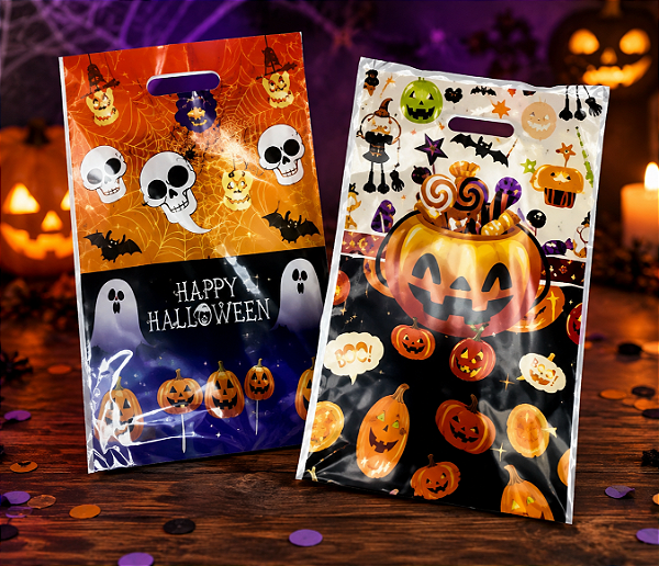 Sacola Plástica Halloween Infantil Party 27x14cm – 10 Unidades