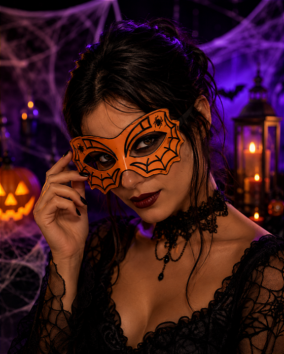 Máscara Teia de Aranha em Poliéster para Halloween
