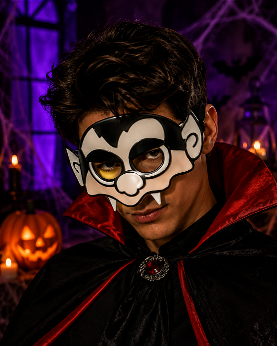 Máscara Dracula em Poliéster para Halloween
