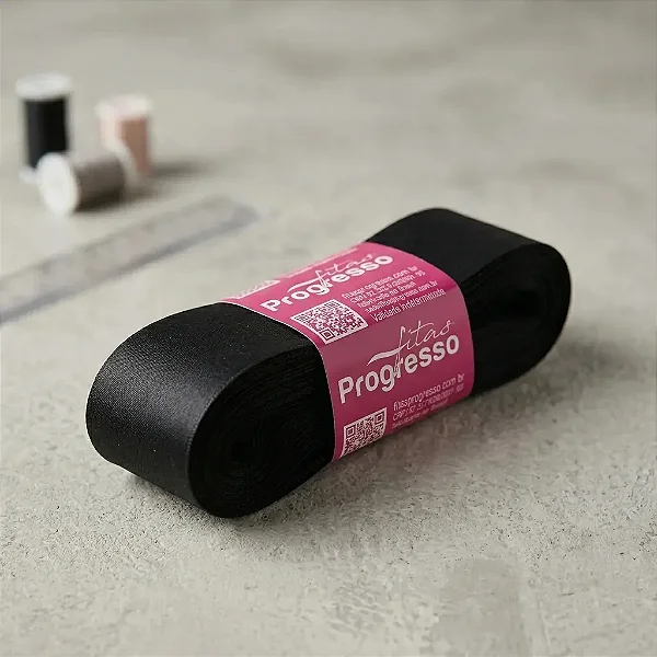 Fita Cetim Simples 38mm x 10metros - Preto