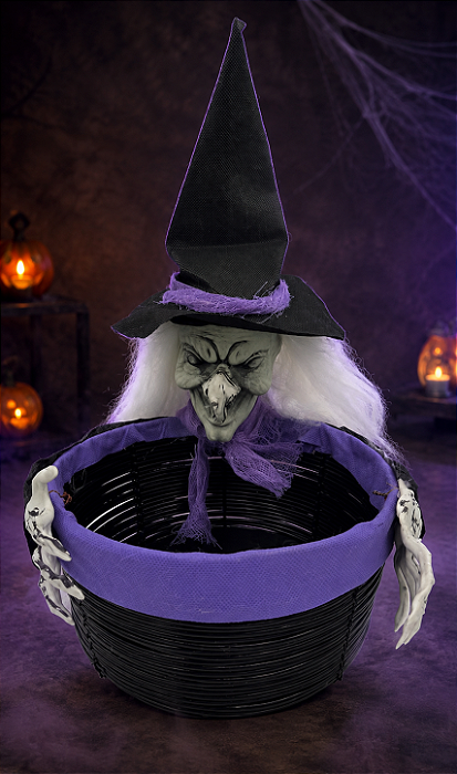 Cesta Decorativa Halloween em Plástico e Poliéster – 35 x 22 cm