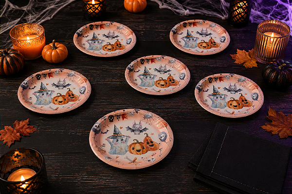 Prato de Papel Happy Halloween 18cm – 10 Unidades