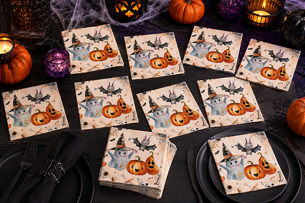 Guardanapo de Papel Folha Dupla Happy Halloween 32x32cm - 20 Unidades