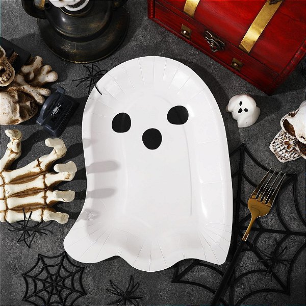 Prato de Papel Halloween Boo Ghost 15x24cm - 10 Unidades