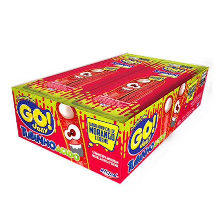 Bala Tubinho Go Jelly Color Morango Ácido Riclan 15g – Caixa Com 12 Unidades