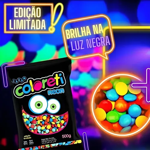 Pastilhas Coloreti Neon Sabor Chocolate Jazam 500g
