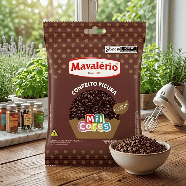 Confeito Figura Estrelinha Sabor Chocolate Mavalério 120g