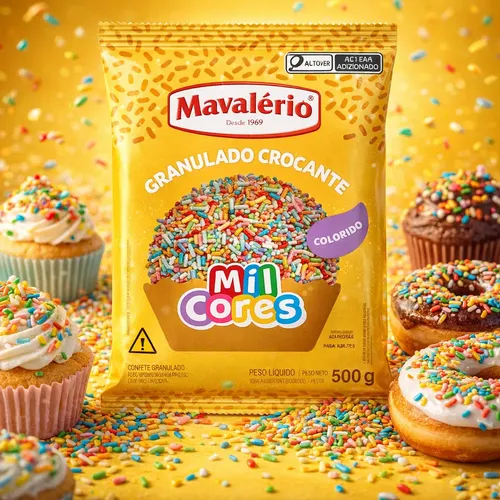 Chocolate Granulado Crocante Colorido Mavalério 500g
