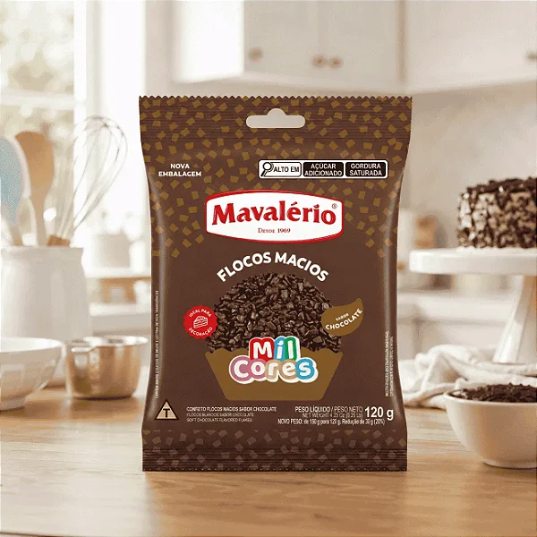 Flocos Macios Sabor Chocolate Mavalério 120g