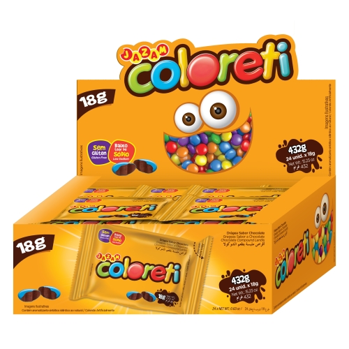 Chocolate Confeitos Coloreti Jazam 18g – Display com 24 Unidades