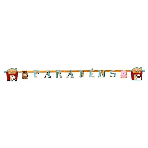 Faixa Decorativa Parabéns Fazendinha 160x14cm
