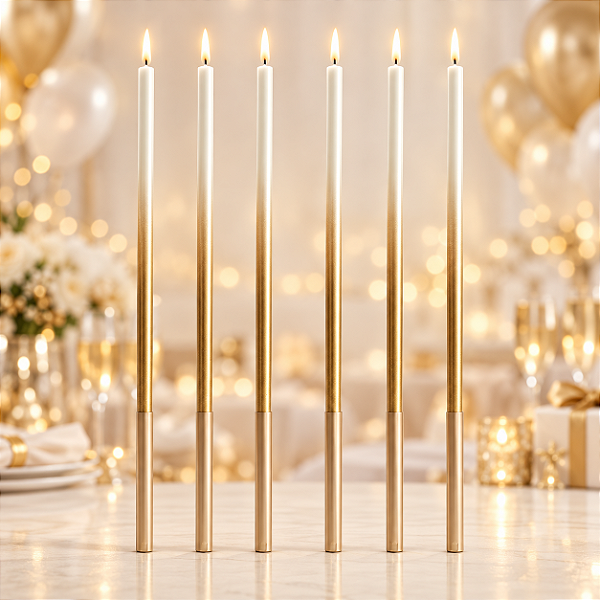 Vela Palito Gigante Dourado 15 cm - 1 unidade Pct. – Pacote com 6 Unidades