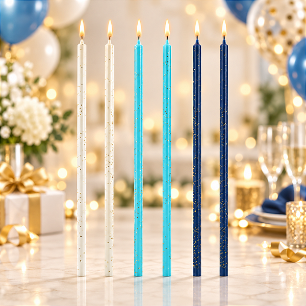 Vela Palito Gigante Azul e Branca 15 cm - 1 unidade Pct. – Pacote com 6 Unidades
