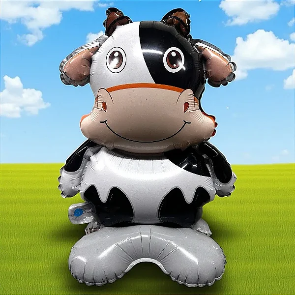 Balão Metalizado Fazendinha Vaca C/ Base 38cm