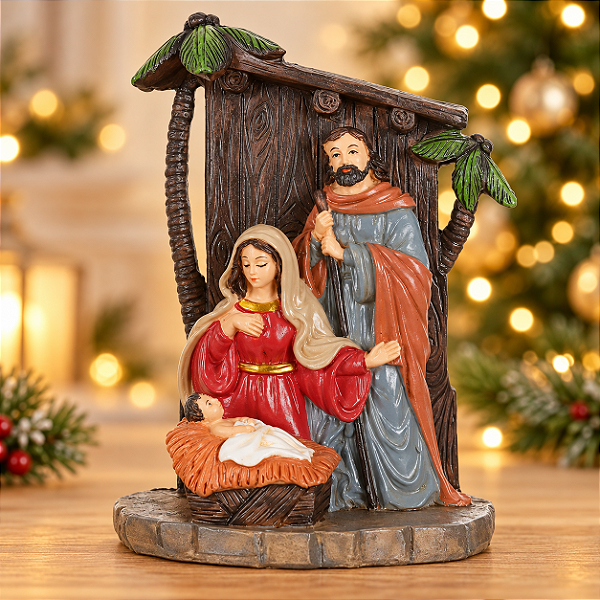Enfeite de Natal Sagrada Família em Resina – 15 x 10 cm