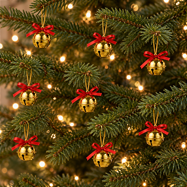 Enfeite Guizo de Natal Dourado 3 cm – 9 Peças