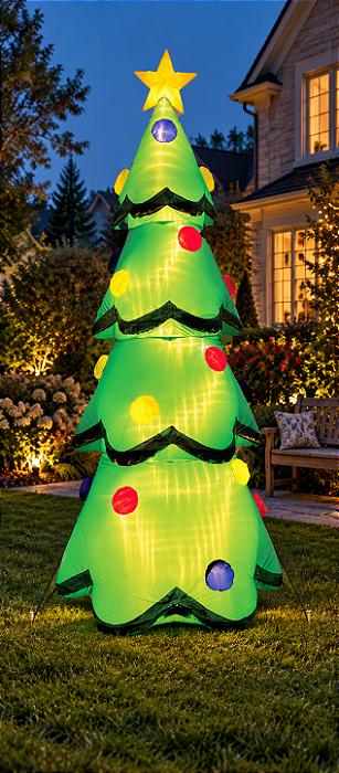 Inflável Árvore De Natal Gigante 2,40m Com Led Bivolt Luxo
