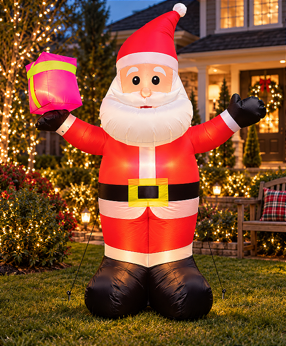 Inflável Boneco Natalino 1,80m Com Led Bivolt Luxo