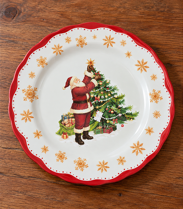 Prato Raso Natalino Papai Noel em Melamina 20 cm – Ceia de Natal