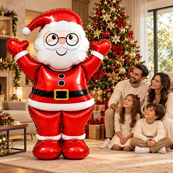 Balão Papai Noel Grande 3d Natal Festa Decoração 2 Metros Metalizado