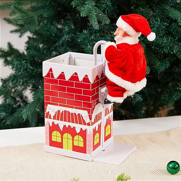 Papai Noel Elétrico que Sobe na Chaminé – Com Música e Movimento 30cm