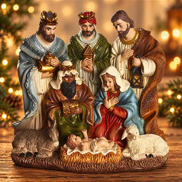 Enfeite De Natal em Resina - Presépio - 15X17,5cm