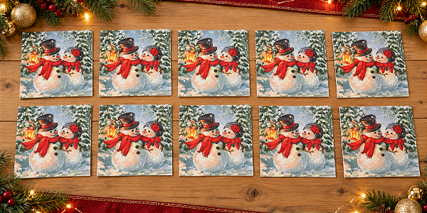 Guardanapo De Papel Natalino Boneco de Neve 33x33cm - 20 unidades