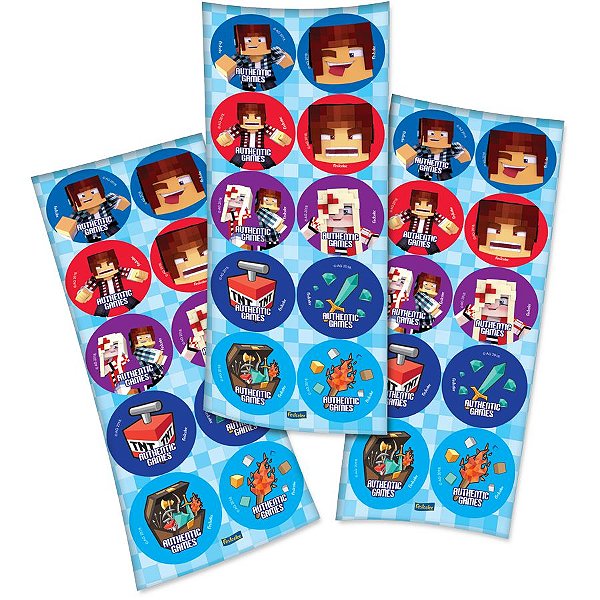 Adesivo Redondo Authentic Games - 3 Cartelas Com 10 Adesivos Cada (30 Unidades)