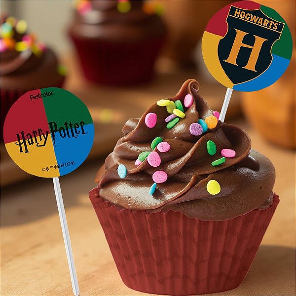 Bandeirinha para Docinhos Festa Harry Potter 9x4cm - 8 Unidades