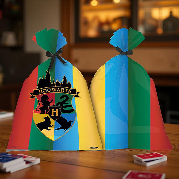 Sacola Plástica Festa Harry Potter  27cm x 14cm - 8 Unidades