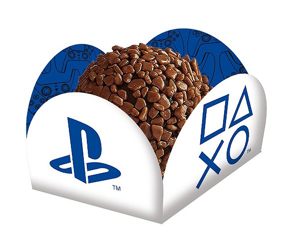 Porta Forminha Para Doces Festa PlayStation 3,5x3,5cm - 40 Unidades