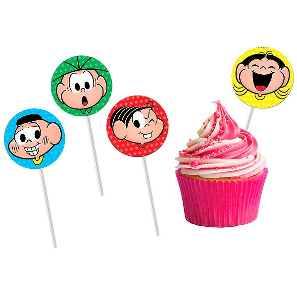 Bandeirinha para Docinhos Festa Mônica 9cm x 4cm - 8 Unidades