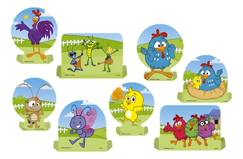 Decoração de Mesa em Papel Cartonado Festa Galinha Pintadinha 20x15cm - 8 Unidades