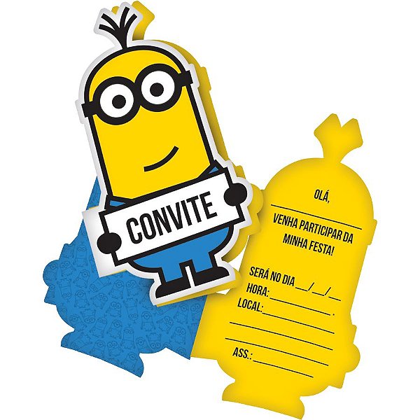Convite de Festa Minions - 8 unidades