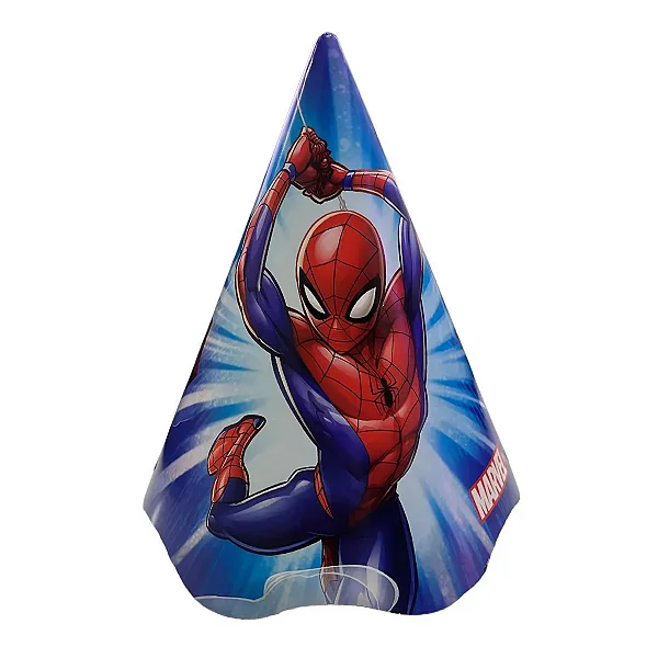 Chapéu de Aniversário Festa Homem Aranha - 8 Unidades