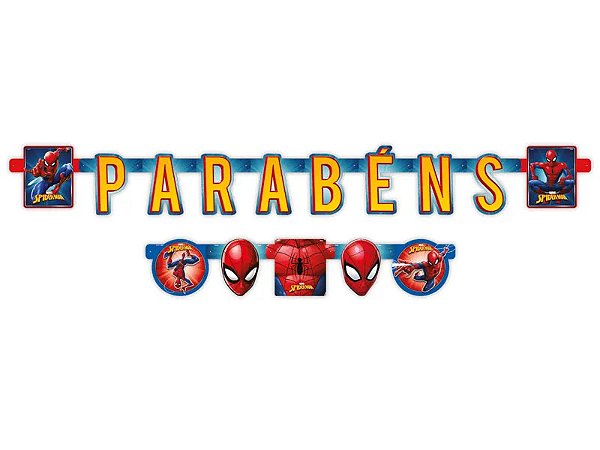 Faixa Decorativa Parabéns Homem Aranha - 1,25 Metros