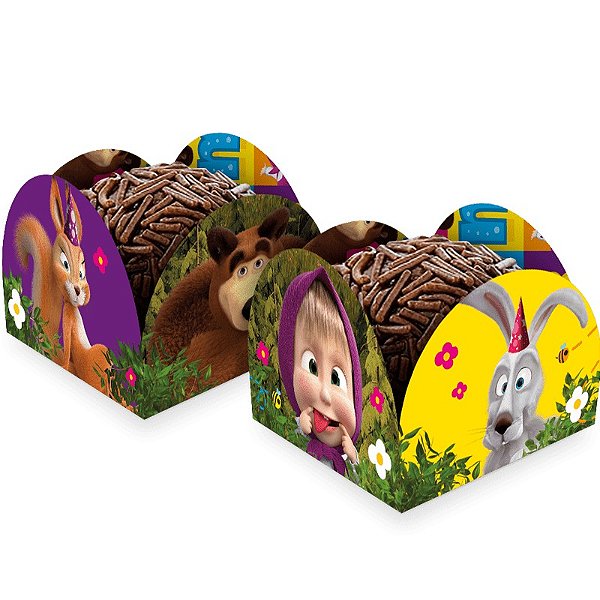 Porta Forminha Para Doces Festa Masha e o Urso 3,5x3,5cm - 40 Unidades