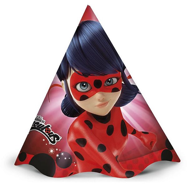 Chapéu de Festa Miraculous Ladybug - 12 Unidades