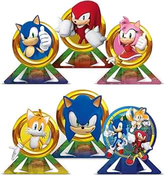 Decoração de Mesa Festa Sonic em Papel Cartonado 20x15cm - 6 Unidades