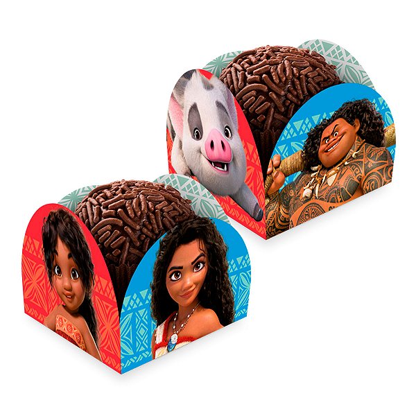 Porta Forminha Para Doces Festa Moana 3,5x3,5cm - 40 Unidades