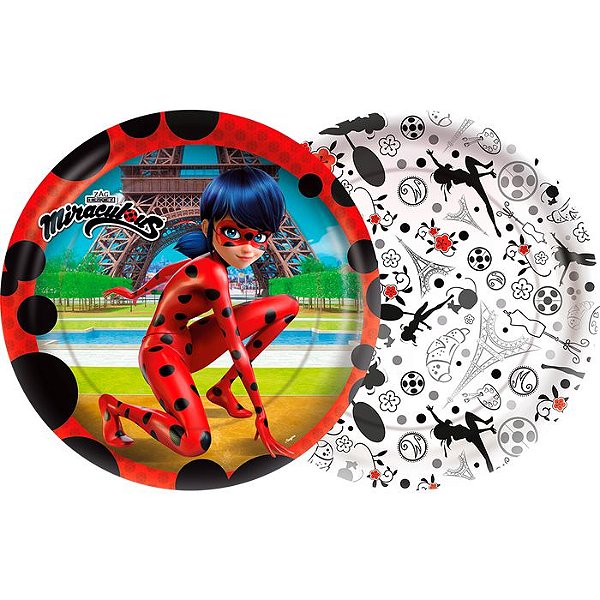 Prato de Festa Miraculous Ladybug - 12 unidades