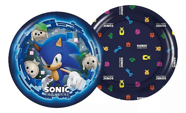 Prato de Papel Redondo Festa Sonic 18cm - 8 Unidades