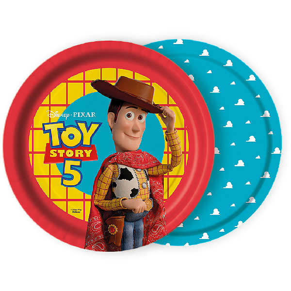 Prato de Papel Redondo Festa Toy Story 18cm - 8 Unidades