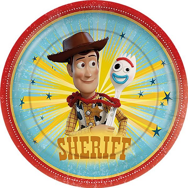 Prato de Papel Redondo Festa Toy Story 18cm - 8 unidades
