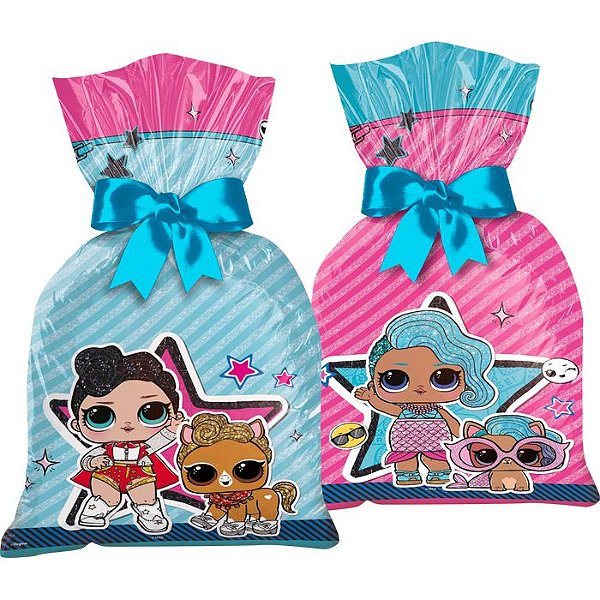 Sacola Plástica Festa Lol Surprise 27cm x 14cm - 8 Unidades