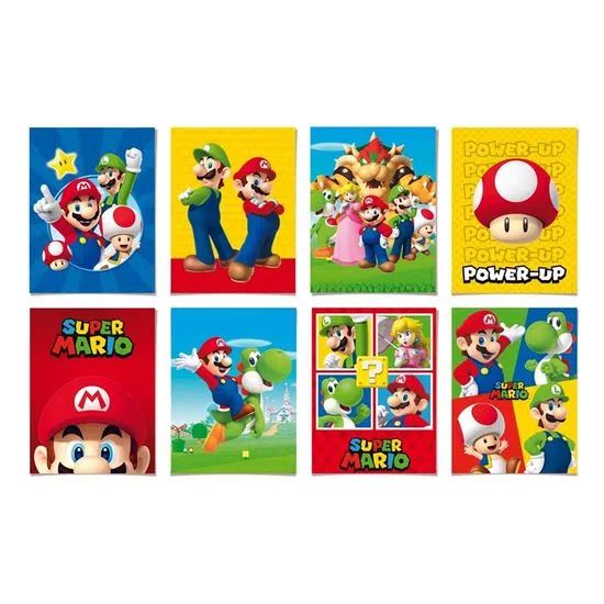 Cartaz Decorativo Festa Super Mario Bros 25cm x 35cm (Cada Cartaz) - 8 Unidades