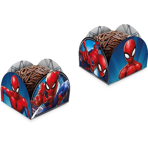 Porta Forminha Para Doces Festa Homem Aranha 3,5x3,5cm - 40 Unidades